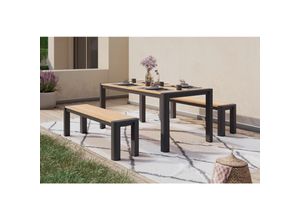 Ambia Garden Gartentischgruppe , Grau, Teak , Holz, Metall , Teakholz , massiv , 162x74x170 cm , Gartenmöbel, Gartenmöbel-Sets