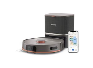 PHILIPS Nass-Trocken-Saugroboter "XU5100/10 5000 Series mit 10.000pa Saugkraft, doppeltem Wischmopp", grau (kaschmirgrau), B:34,1cm H:29,2cm T:51,5cm, Saugroboter, LDS-Radarnavigationssystem, HomeRun App, inkl. Entleerungsstation