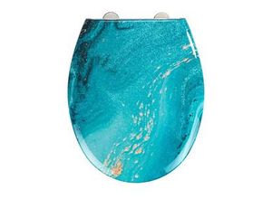 WENKO WC-Sitz mit Absenkautomatik Stream weiß, blau