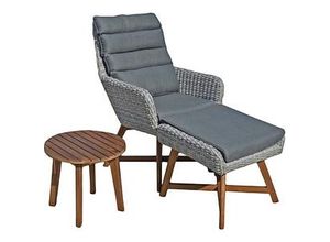 Garden Pleasure Loungesessel CALVIA grau, braun Kunststoff, Metall, 6-teilig