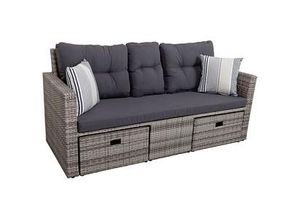 Garden Pleasure Loungesofa VALETTA, hellgrau Kunststoff, Metall, 7-teilig