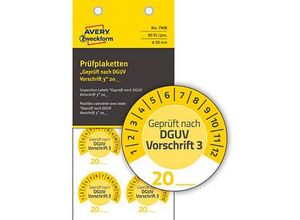 80 AVERY Zweckform Prüfplaketten 7908 gelb 30,0 x 30,0 mm