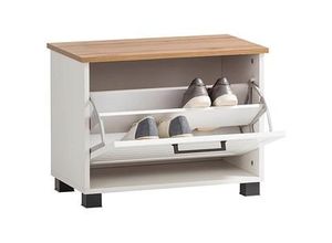 Produktbild MÖBELPARTNER Schuhbank Jelda 154745 weiß, landhaus-eiche Holz 62,0 cm
