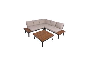 Lounge-Set THERESA 4tlg. Akazie beige Sitzgruppe Garten Lounge Möbel Garnitur