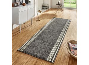 Läufer HANSE HOME "Casa" Gr. 12, grau, B:80cm H:9mm L:200cm, Kunstfaser, Teppiche, Kurzflor, Weich, Teppichläufer, Bordüre, Teppich, Küche, Flur, Muster