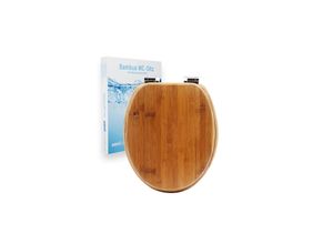sanicomfort Bambus WC-Sitz dark mit Absenkautomatik für geräuschloses Schließen, angenehmer warmer Sitzkomfort, massiver Bambus Toilettendeckel, Klobrille belastbar bis 150kg