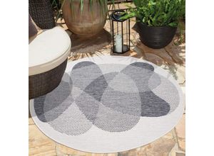 Outdoorteppich CARPET CITY "DUO RUG 5835", grau, H:5mm Ø:160cm, Obermaterial: 100% Polypropylen, Teppiche, Wendeteppich Wetterfest In- & Outdoor, Balkon, Terrasse, Wohnzimmer