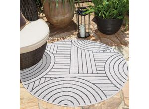 Outdoorteppich CARPET CITY "DUO RUG 5842", grau, H:5mm Ø:160cm, Obermaterial: 100% Polypropylen, Teppiche, Wendeteppich Wetterfest In- & Outdoor, Balkon, Terrasse, Wohnzimmer