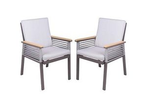 Garden Pleasure Gartenstühle mit Armlehnen DENIA beige, Metall, 2 St.