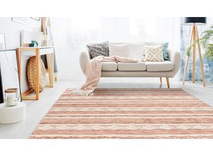 Wollteppich ME GUSTA "Bohist 225", rosa (rosa, creme), B:200cm H:15mm L:200cm, Wolle, Teppiche