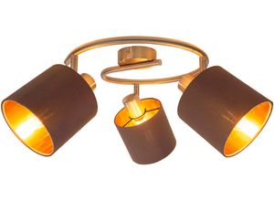 NÄVE Deckenleuchte "Maron", braun, Ø 12,00cm H: 22,00cm, Lampen, 3er Decken-, Wandleuchte, Rondell, Spot, 3xE14 max. 40W, Metall/Textil, Deckenspot Deckenstrahler Designerlampe