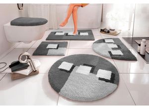 Badematte MY HOME "Ada, Badvorleger, Badezimmer Teppich" Gr. 2, grau (anthrazit), H:21mm, Polyester, Badematten, Badteppich, Badematten auch als 3 teiliges Set erhältlich