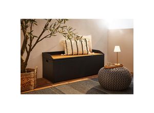 Ambia Garden Kissenbox Gartenbank , Schwarz, Akazie , Metall, Kunststoff, Textil , 1 Fächer , 120x50x51 cm , Gasdruckfeder , Aufbewahrung &