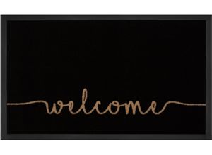 Fußmatte HANSE HOME "Cozy Welcome, Türmatte" Gr. 15, schwarz (schwarz, beige), B:45cm H:5mm L:75cm, Kunstfaser, Teppiche, Waschbar, Schmutzfangmatte, Outdoor, Innen, Rutschfest, Wetterfest