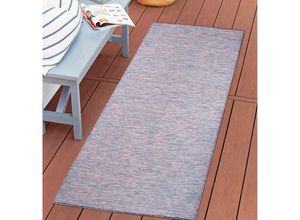 Outdoorteppich CARPET CITY "PALM 2778", blau (blau, pink), B:80cm H:5mm L:150cm, Polypropylen, Teppiche, Läufer, Wetterfest & UV-beständig, für Balkon, Terrasse, Küche, flach