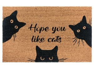 Fußmatte HANSE HOME "Mix Mats Kokos Cat Fan, Türmatte", braun, B:75cm H:15mm L:45cm, Kokos, Teppiche, Kokos, Schmutzfangmatte, Outdoor, Rutschfest, Innen, Kokosmatte, Flur