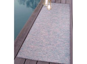 Outdoorteppich CARPET CITY "PALM 2778", blau (blau, pink), B:80cm H:5mm L:250cm, Polypropylen, Teppiche, Läufer, Wetterfest & UV-beständig, für Balkon, Terrasse, Küche, flach
