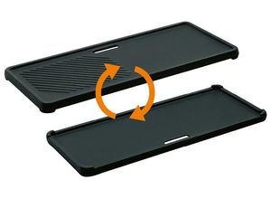 Grillplatte ENDERS, schwarz, B:21cm H:5cm L:43cm, Gusseisen, Grillroste, Guss-Wendeplatte 1/3 für Gasgrill BOSTON, Monroe Pro 3