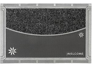 Fußmatte HOME2FASHION "DualClean ST-XXL", grau, B:46cm H:10mm L:70cm, TPE-VC, Teppiche, moderne Schmutzfangmatte, mit Spruch, robust, In- und Outdoor geeignet