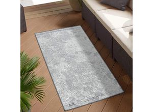 Outdoorteppich CARPET CITY "DUO RUG 5845", grau, B:80cm H:5mm L:150cm, Obermaterial: 100% Polypropylen, Teppiche, Wendeteppich Wetterfest In- & Outdoor, Balkon, Terrasse, Wohnzimmer