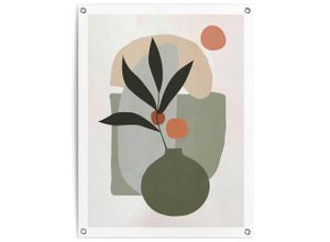 Poster REINDERS "Vase mit Blumen", grün (farbe bild(er): grün), B:60cm H:80cm T:0,1cm, Leinwand, Bilder, Outdoor für Garten oder Balkon