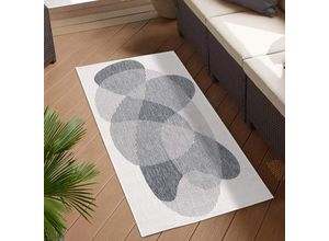 Outdoorteppich CARPET CITY "DUO RUG 5835", grau, B:80cm H:5mm L:150cm, Obermaterial: 100% Polypropylen, Teppiche, Wendeteppich Wetterfest In- & Outdoor, Balkon, Terrasse, Wohnzimmer