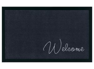 Fußmatte MY HOME "Welcome" Gr. 31, grau (anthrazit), B:45cm H:5mm L:75cm, Polyamid, Teppiche, Schmutzfangmatte, Türmatte, In- und Outdoor, Schrift, Läufer, waschbar