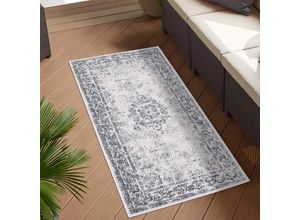 Outdoorteppich CARPET CITY "DUO RUG 5577", grau, B:80cm H:5mm L:150cm, Obermaterial: 100% Polypropylen, Teppiche, Wendeteppich Wetterfest In- & Outdoor, Balkon, Terrasse, Wohnzimmer