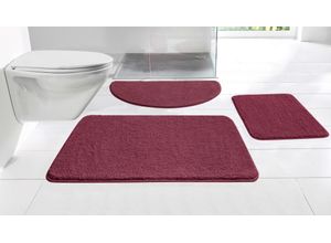 Badematte MY HOME "Regona, Badteppich, Badvorleger, Badezimmer Teppich" Gr. 5, rot (bordeaux), H:15mm, Polyester, Badematten, Uni Farben, besonders weich, als rechteckig und halbrund erhältlich