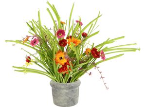 Kunstblume I.GE.A. "Blütenbusch", orange, B:30cm H:43cm L:24cm, Polyester, Kunstpflanzen, Im Topf Blütenbund Künstlicher Grasbusch mit Kunstblumen