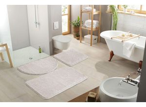 Badematte MY HOME "Inga, Badezimmer Teppich, Badvorleger" Gr. 61, grau (hellgrau), H:20mm, Polyester, Badematten, Badteppich, unifarben, weich, als halbrund und rechteckig erhältlich