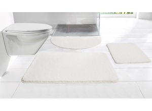 Badematte MY HOME "Regona, Badteppich, Badvorleger, Badezimmer Teppich" Gr. 61, beige (creme), H:15mm, Polyester, Badematten, Uni Farben, besonders weich, als rechteckig und halbrund erhältlich
