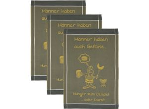 Geschirrtuch ROSS "Männer haben auch Gefühle… Hunger zum Beispiel oder Durst", braun (braun, orange), B:50cm L:70cm, 100% Baumwolle, Geschirrtücher, Sprüchetuch, aus 100% Baumwolle
