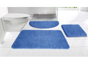 Badematte MY HOME "Inga, Badezimmer Teppich, Badvorleger" Gr. 2, blau, H:20mm, Polyester, Badematten, Badteppich, unifarben, weich, als halbrund und rechteckig erhältlich