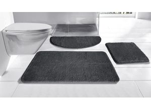 Badematte MY HOME "Inga, Badezimmer Teppich, Badvorleger" Gr. 2, grau, H:20mm, Polyester, Badematten, Badteppich, unifarben, weich, als halbrund und rechteckig erhältlich