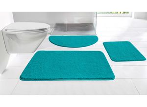 Badematte MY HOME "Regona, Badteppich, Badvorleger, Badezimmer Teppich" Gr. 2, blau (petrol), H:15mm, Polyester, Badematten, Uni Farben, besonders weich, als rechteckig und halbrund erhältlich