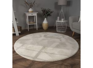 Fellteppich PACO HOME "Kunstfell Soft 380", beige (cream), H:14mm Ø:80cm, Polyester, Teppiche, Fellteppich, Langflor, Kuschelteppich - besonders weich, Uni-Farben