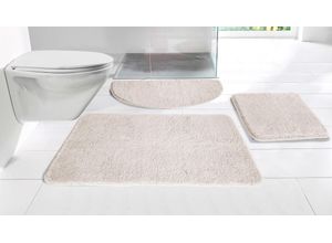 Badematte MY HOME "Inga, Badezimmer Teppich, Badvorleger" Gr. 2, grau (hellgrau), H:20mm, Polyester, Badematten, Badteppich, unifarben, weich, als halbrund und rechteckig erhältlich