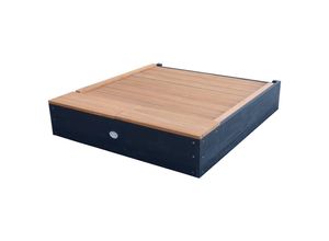 Ambia Garden Sandkasten , Anthrazit, Braun , Holz , Hemlocktanne , 90x74x100 cm , EN 71, CE, FSC 100% , hoher Rand, Sitzfläche, mit Holzschutz