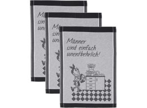 Geschirrtuch ROSS "Männer sind einfach unentbehrlich", schwarz (schwarz, grau), B:50cm L:70cm, 100% Baumwolle, Geschirrtücher, Sprüchetuch, aus 100% Baumwolle