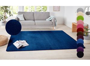 Teppich HANSE HOME "Shashi" Gr. 1, blau (dunkelblau), B:67cm H:8,5mm L:120cm, Kunstfaser, Teppiche, Kurzflor, Unifarben, Läufer, weich, Esszimmer, Kinderzimmer, Flur