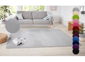 Teppich HANSE HOME "Shashi" Gr. 1, silber (silberfarben), B:67cm H:8,5mm L:120cm, Kunstfaser, Teppiche, Kurzflor, Unifarben, Läufer, weich, Esszimmer, Kinderzimmer, Flur