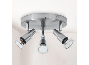B.K.LICHT LED Deckenspot "Aurel", silber (titansilberfarben, chromfarben), H:10,6cm Ø:21cm, Lampen, LED Deckenstrahler Badlampe IP44 Badezimmer Deckenleuchte Lampe GU10