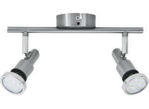 B.K.LICHT LED Deckenleuchte "Aurel", silber (chromfarben, silberfarben), B:8,0cm H:12,3cm L:27,5cm, Lampen, Badlampe, IP44, Deckenstrahler, GU10, Spot, Decke, Leuchte, Lampe 5W, Deckenspot Deckenstrahler