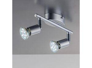B.K.LICHT LED Deckenleuchte, grau (titansilberfarben), B:6,5cm H:9,5cm L:25,5cm, Lampen, LED Deckenlampe Wohnzimmer schwenkbar inkl. 3W 250lm GU10 Decken-Spot, LED Deckenstrahler