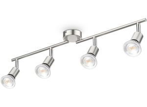 B.K.LICHT Deckenleuchte, grau (nickelfarben), H: 10,5cm, Lampen, 4-flammig, LED Deckenlampe, dreh- schwenkbar, neutralweiß, matt-nickel, Deckenspot Deckenstrahler