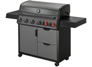 Gasgrill ENDERS "HYDE 6 SIKR Turbo", schwarz (schwarz, grau), B:168cm H:118cm T:56cm, Grills, erreicht turboschnell extrahohe Temperaturen für scharfes Anbraten