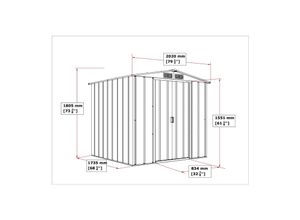 Duramax Metall Gartenhaus 202x174 Geräteschuppen Garten Gerätehaus Schiebetüren, H. 181 x B. 202 x T. 174 cm, Metall