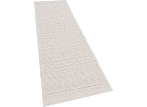 Teppich PACO HOME "Livorno 671", beige (creme), B:80cm H:14mm L:250cm, Polypropylen, Teppiche, Uni-Farben, Scandi, Rauten Muster, Hoch-Tief Effekt, Outdoor geeignet