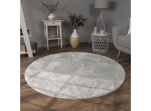 Fellteppich PACO HOME "Kunstfell Soft 380", grau, H:14mm Ø:80cm, Polyester, Teppiche, Fellteppich, Langflor, Kuschelteppich - besonders weich, Uni-Farben